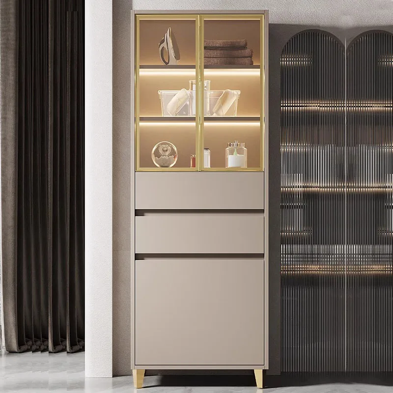 Роскошные боковые шкафы для хранения в ванной комнате узкие высокие гостиной