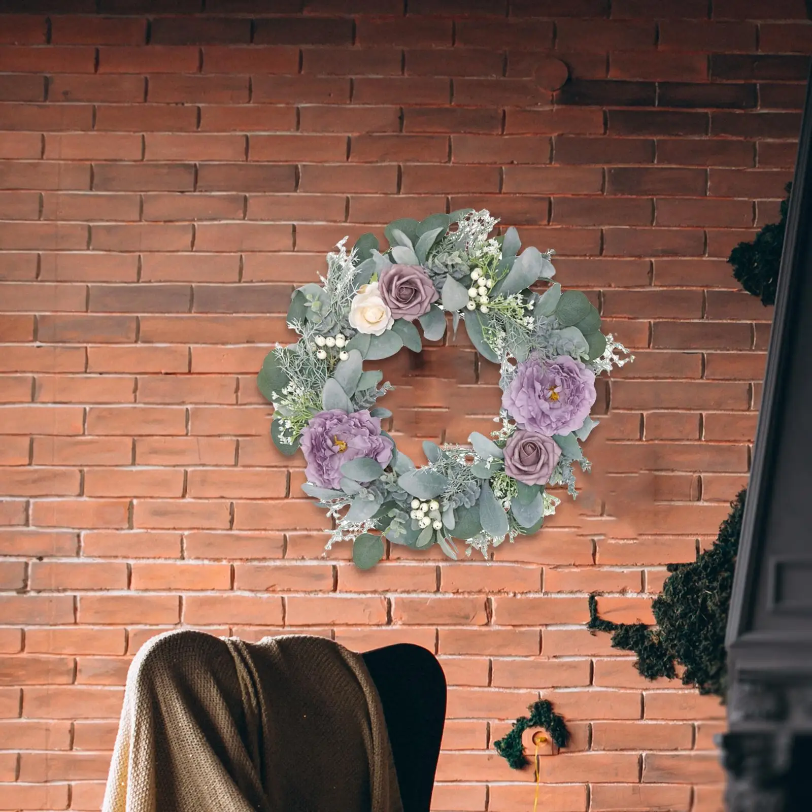 

18" Flowers Peony Wreath Bouquet Decoration Valentines Wreath with Green Leaves for Front Door Door Garden All Seasons Indoor