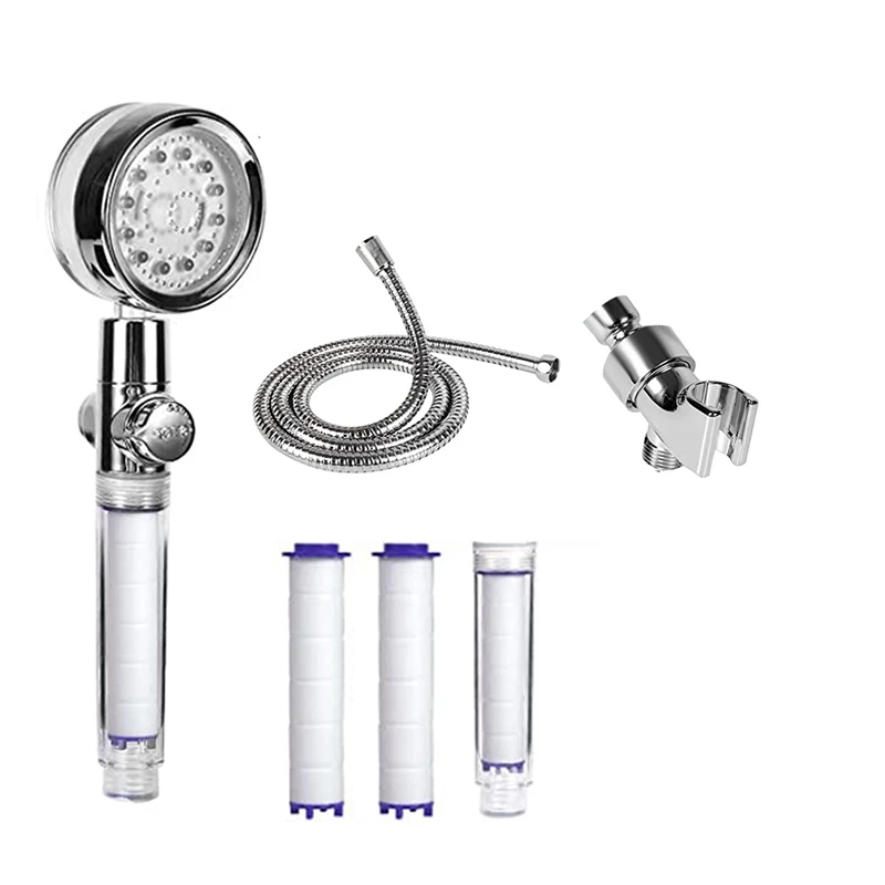 

1 Set Handheld Shower Heads With Hose, Holder & 3 Filters, 3 Water Temperature-Controlled