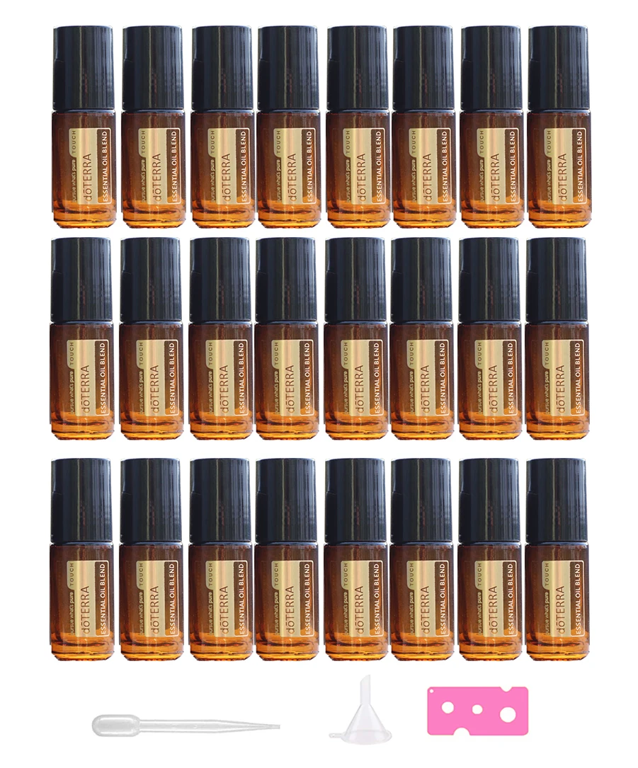 24pcs 5ml Thick Glass Roll On Bottle Refillable Amber Perfume Bottle Essential oil Vials With Stainless Steel RollerBalls