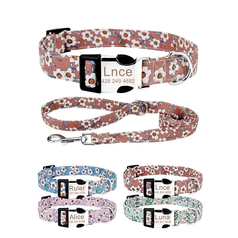 

Pet Collar Custom Name Phone Cat Tag Collar Leash Leashes Set High Quality Personalized Nameplate for Medium Large Small Dogs