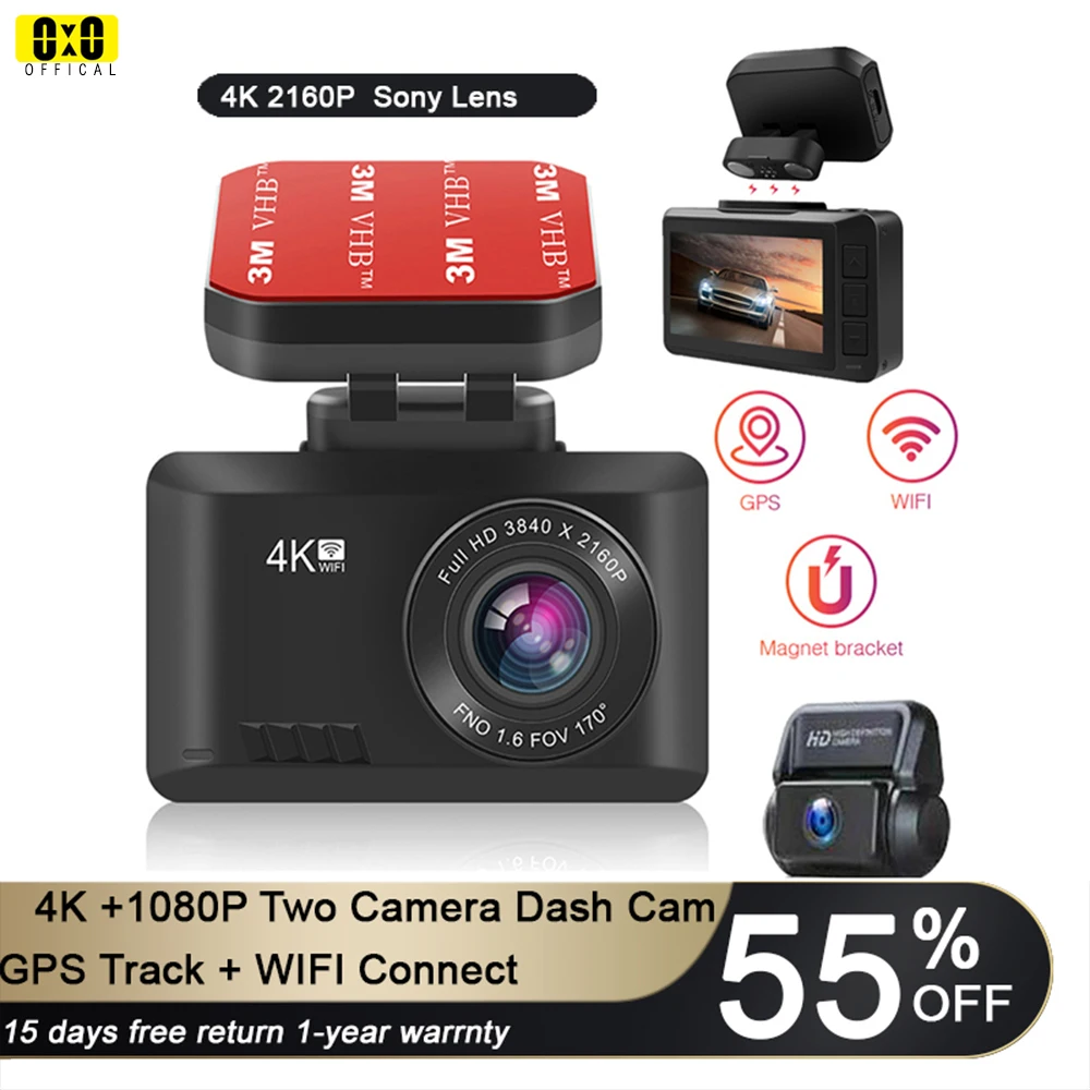 4K Dash Cam Car DVR Camera 2160P Car Video Recorder WIFI GPS Dashcam Supercapacitor Dash Cam Car registrar Spuer Night Vision