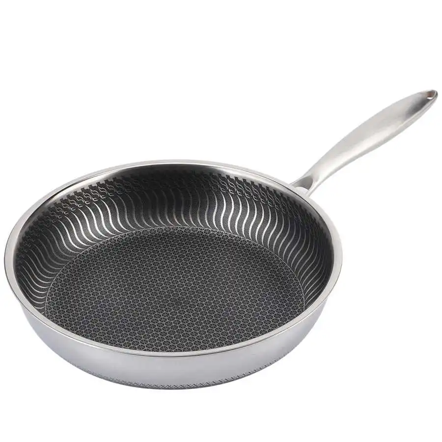 

Stainless Steel Non-Stick Frying Pan Pot Cookware 28cm Fried Steak Pot Saucepan Double-sided Honeycomb Kitchenware