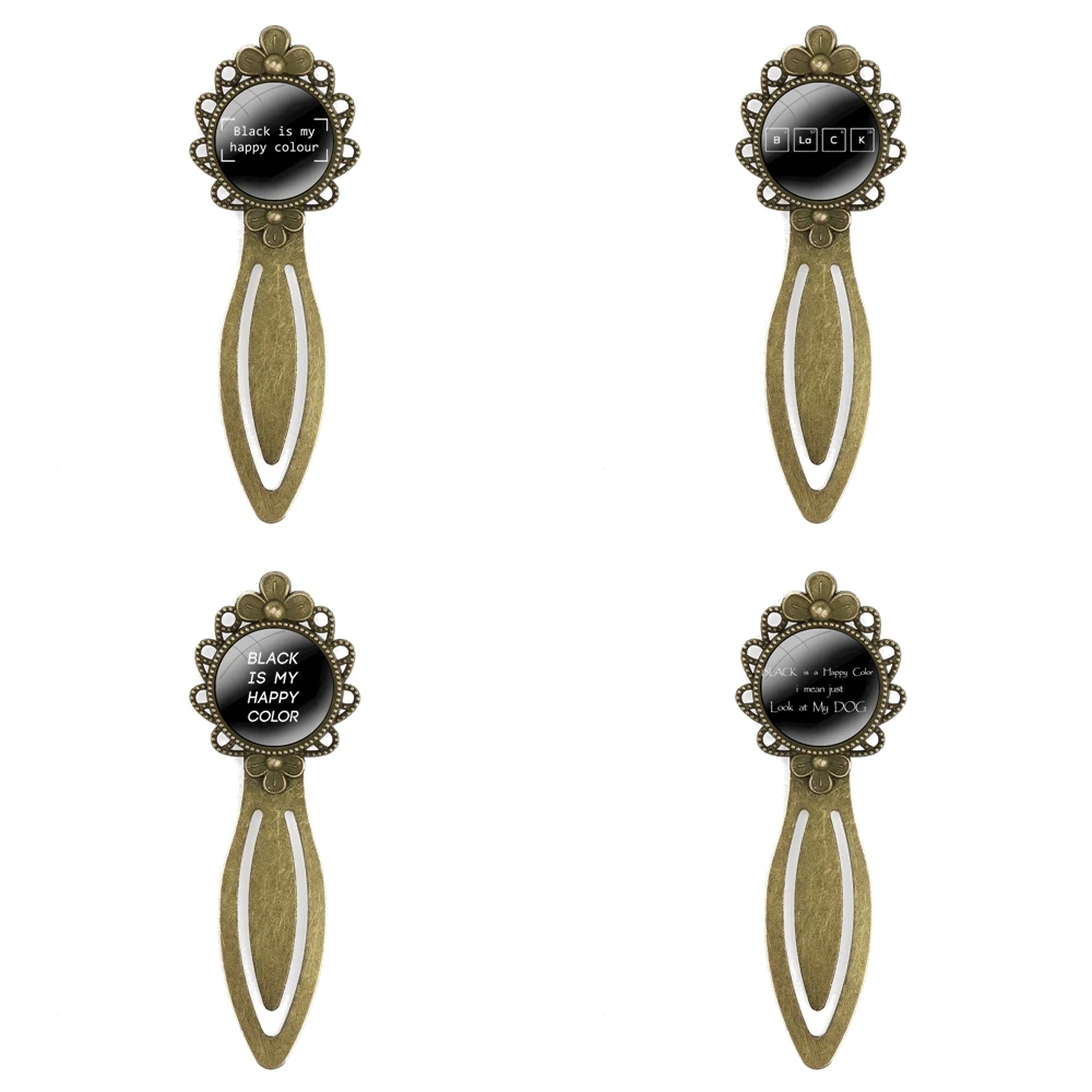 

Creative Metal Bookmarks Gift For Friends Stationery School Office Supply black is my happy color Fashion Lover Creative Cartoon