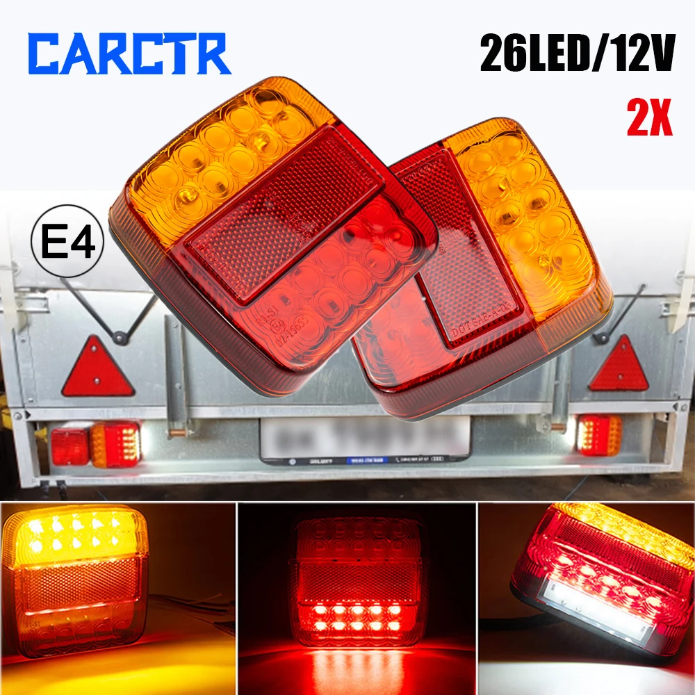 

CARCTR 2X 12V 26LED Truck trailer lights rear lights trailer taillights Turn Signal Indicator Light for RV Boat Lorry Caravan