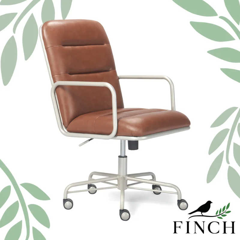 

Finch Franklin Bonded Leather Mid-Back Office Chair with Arms, 275 lb Capacity, Brown