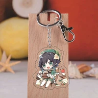 game genshin impact key chains morax klee zhongli diluc cosplay keychain acrylic pendant props keyring accessories