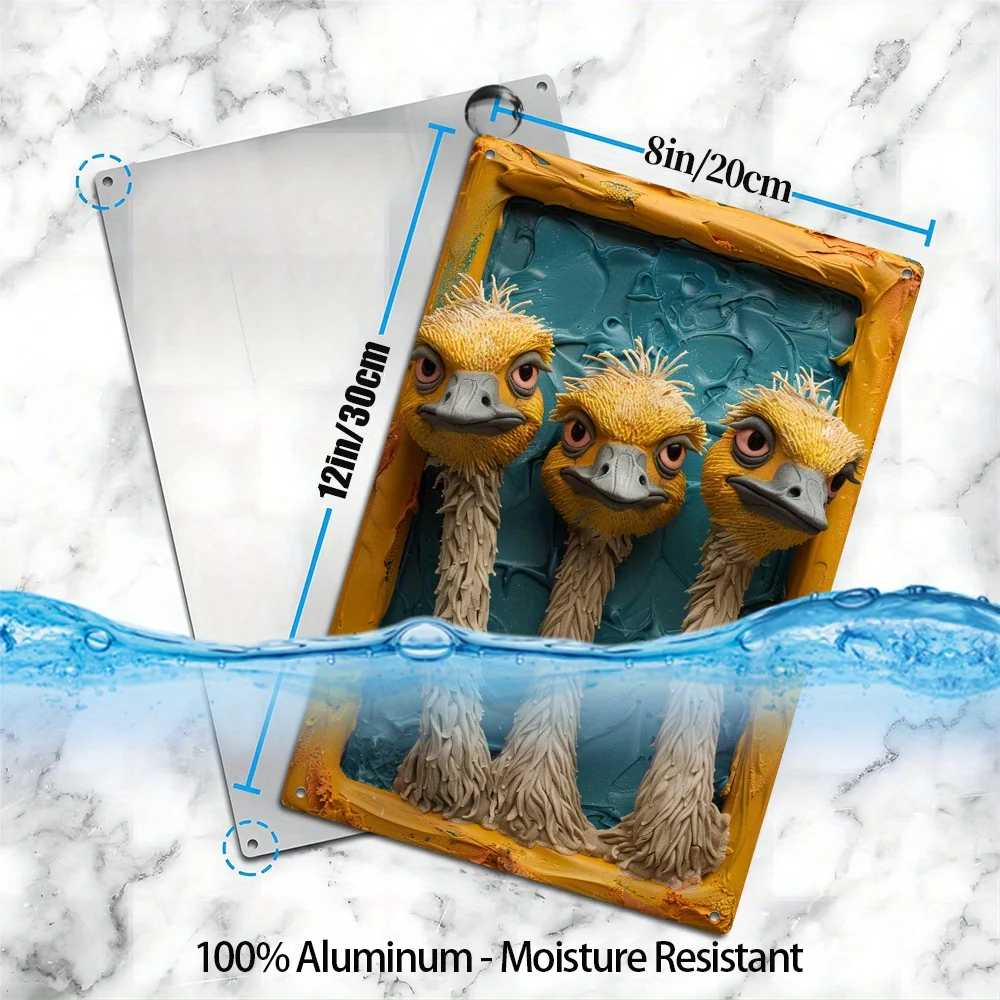 Винтажная Металлическая Жестяная Вывеска Страуса 8x12 Дюймов Забавный Уникальный