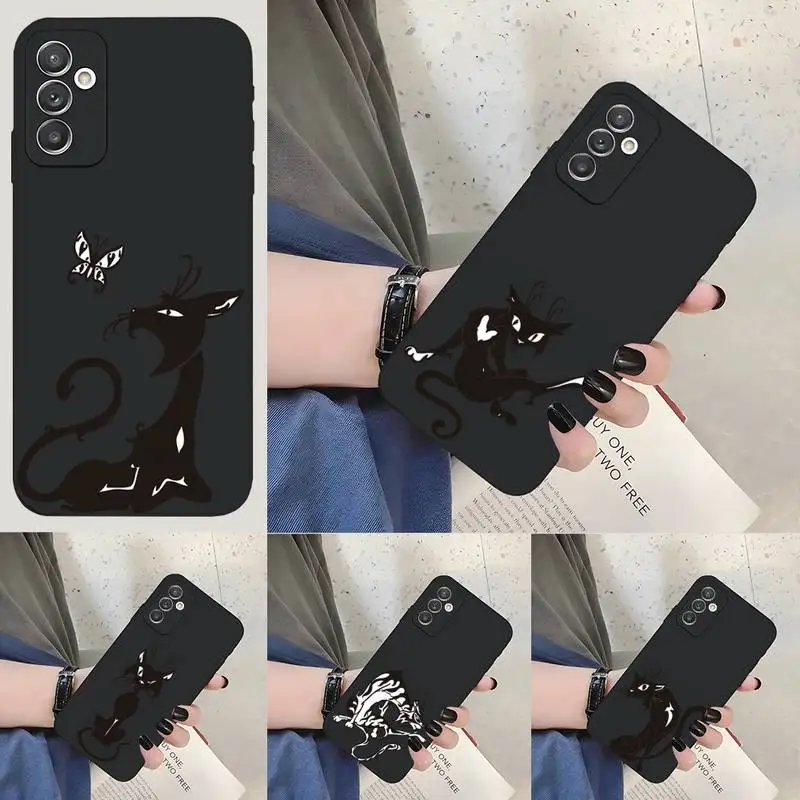 

Black Cat Phone Case For Samsung A53 A52 A51 A50 A21 A22 A30 A31 A32 A40 A42 A80 A71 A73 Funda Cover