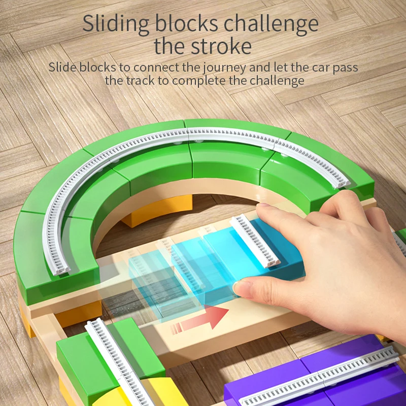 Электрический поезд скользящий самодельный Конструктор из больших частиц трек и