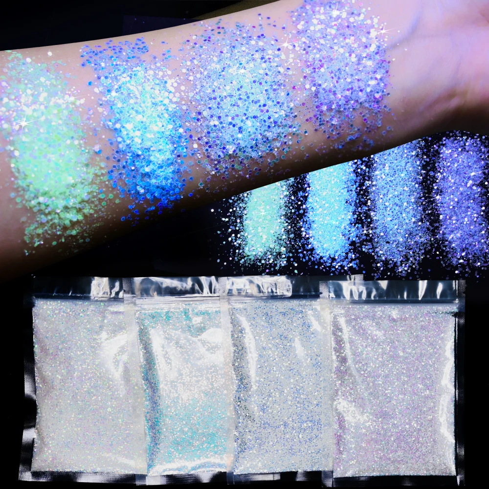 

10g Glow In The Dark Luminous Glitter Resin Fluorescent Pigment Holo Hexagon Flakes Nail Gel UV Polish Manicure Decoration Parts
