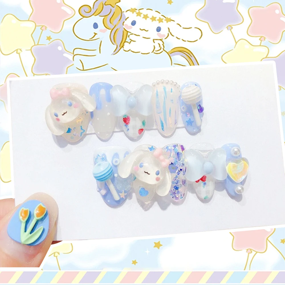 

New Sanrioed My Melody Diy Cinnamoroll Cartoon Dolls Handmade Three-Dimensional Nail Patch Anime Toy for Girls Toys Gift