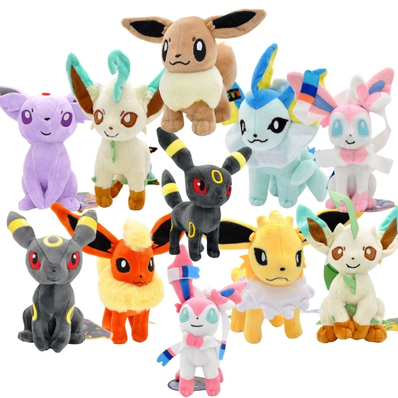 Pokemon Pikachu Eevee Family Plush Stuffed Dolls Espeon Sylveon Leafeon Flareon Jolteon Vaporeon Glaceon Toys Hobbies Xmas Gift