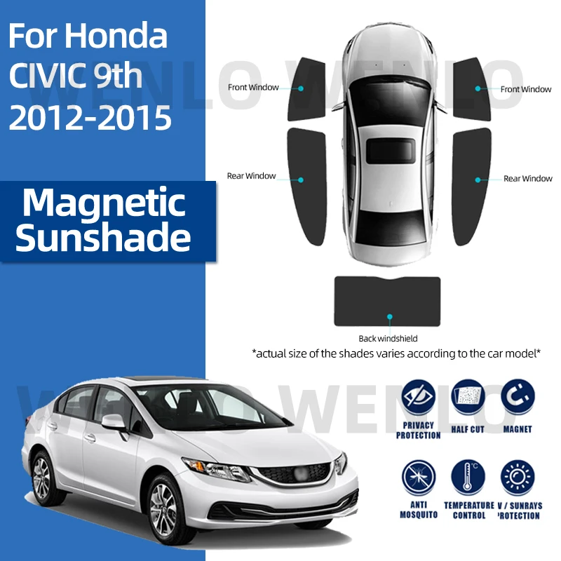 

For Honda CIVIC IX 2012-2015 Car Side Window Sunshade Windshield Magnetic Sun Shade Solar Protection Parasol Children Curtains