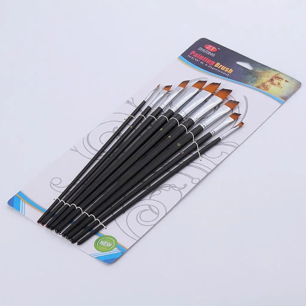 

Professional 9Pcs Acrylic Oil Watercolor Painting Tools Artist Brushes Black