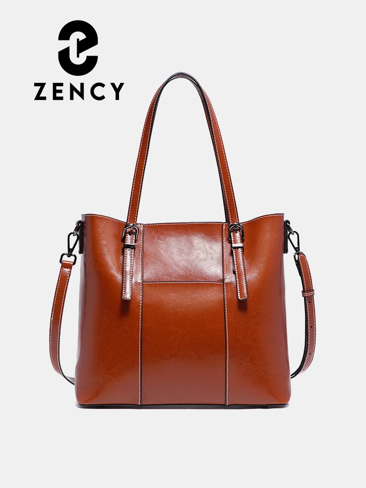 

Zency 2023 Women's Genuine Leather Tote Lady Luxury Designer Cowhide Shoulder Bag Large Capacity OL Handbag Shopper Travel Bag