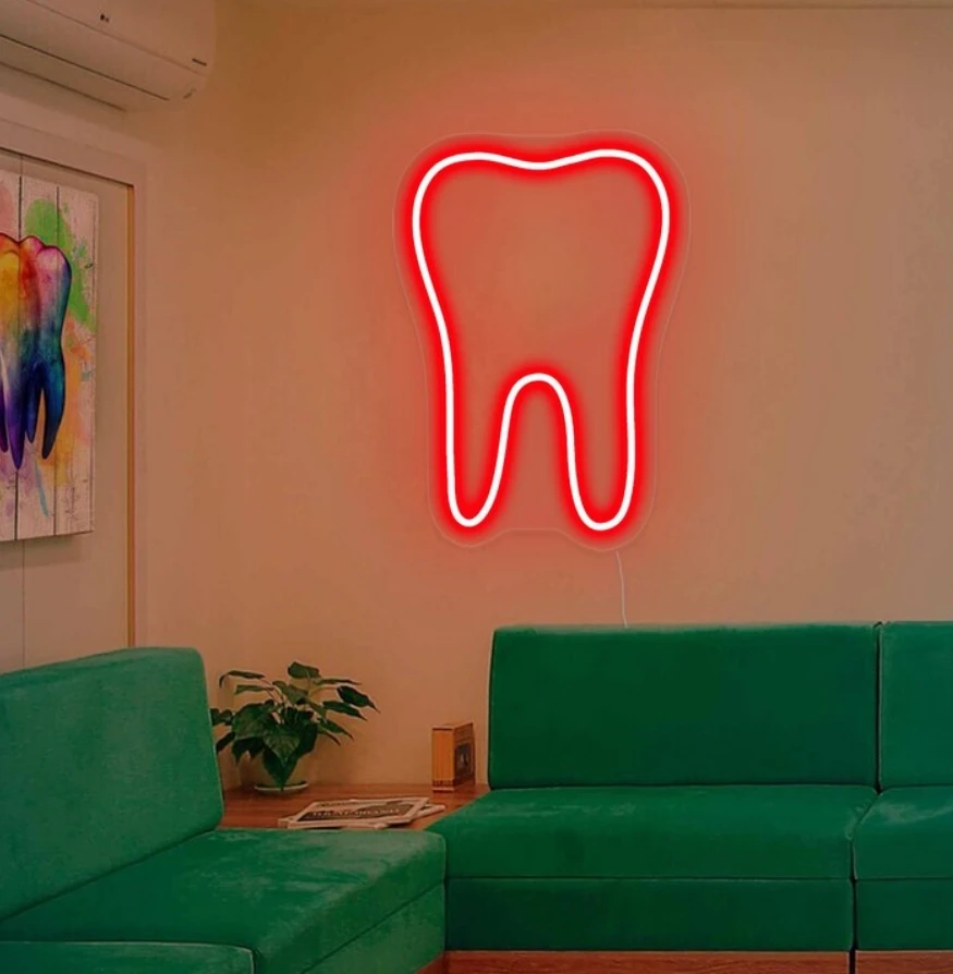 Неоновая светодиодная вывеска для зубов на заказ неоновый декор