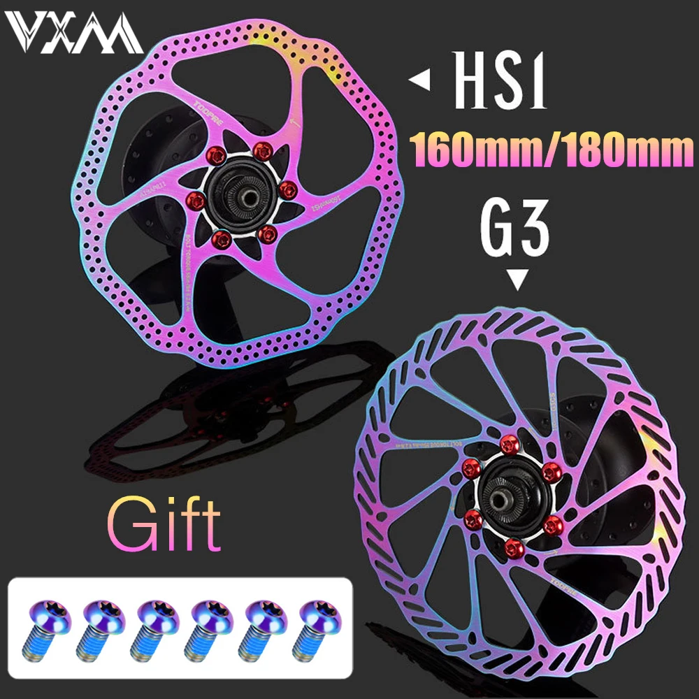 

Vxm Bicycle Disc Brake HS1/G3/160mm/180mm Mountain Bike Hollow Colorful Disc Brake Six-Nail Brake Pad