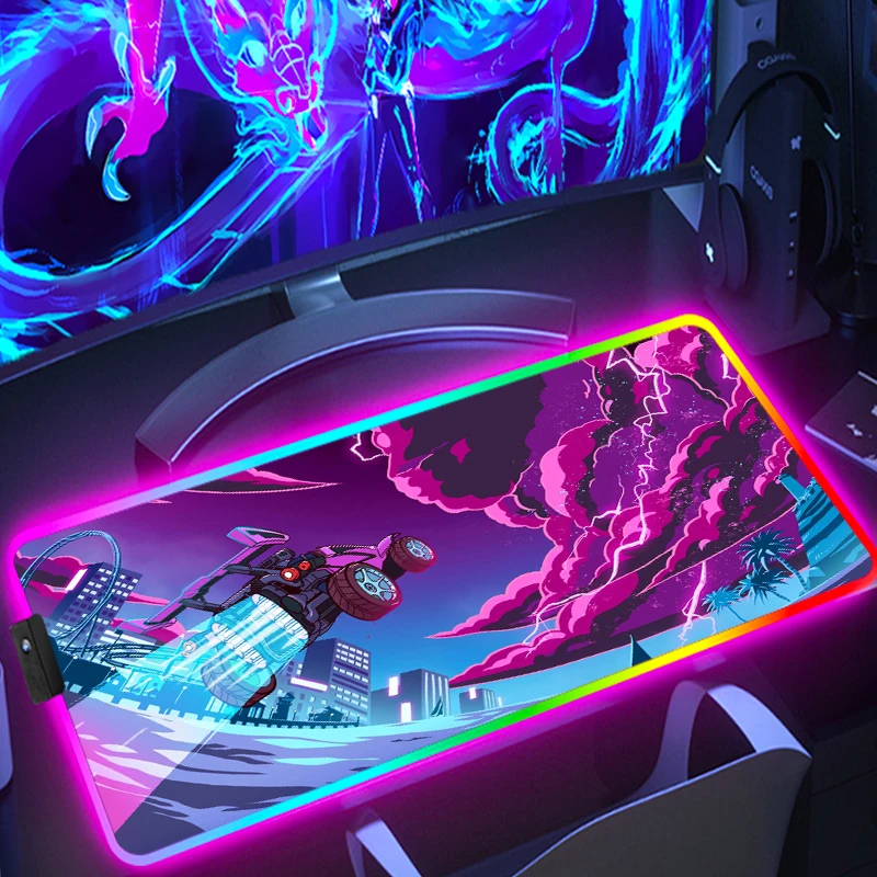 

Игровой коврик для мыши Rocket League, большой RGB аниме игровой коврик с подсветкой, аксессуары Xxl, компьютерный коврик для мыши, раздвижные коврик...
