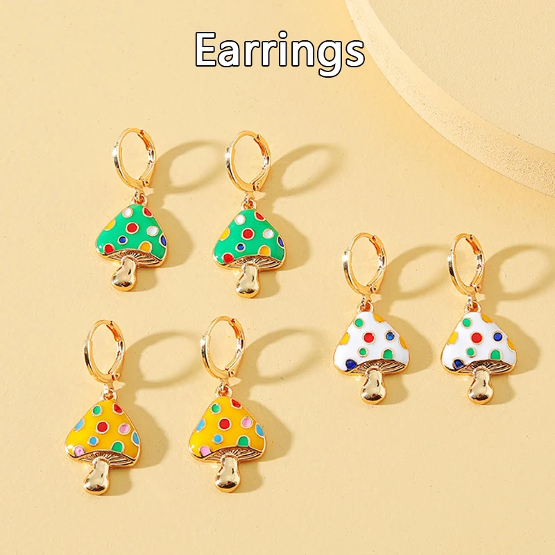 

Fashion Colorful Polka Dot Mushroom Earring Women Jewelry Cute Simple Wild Earring Popular Sweet Personality Earring Sister Gift