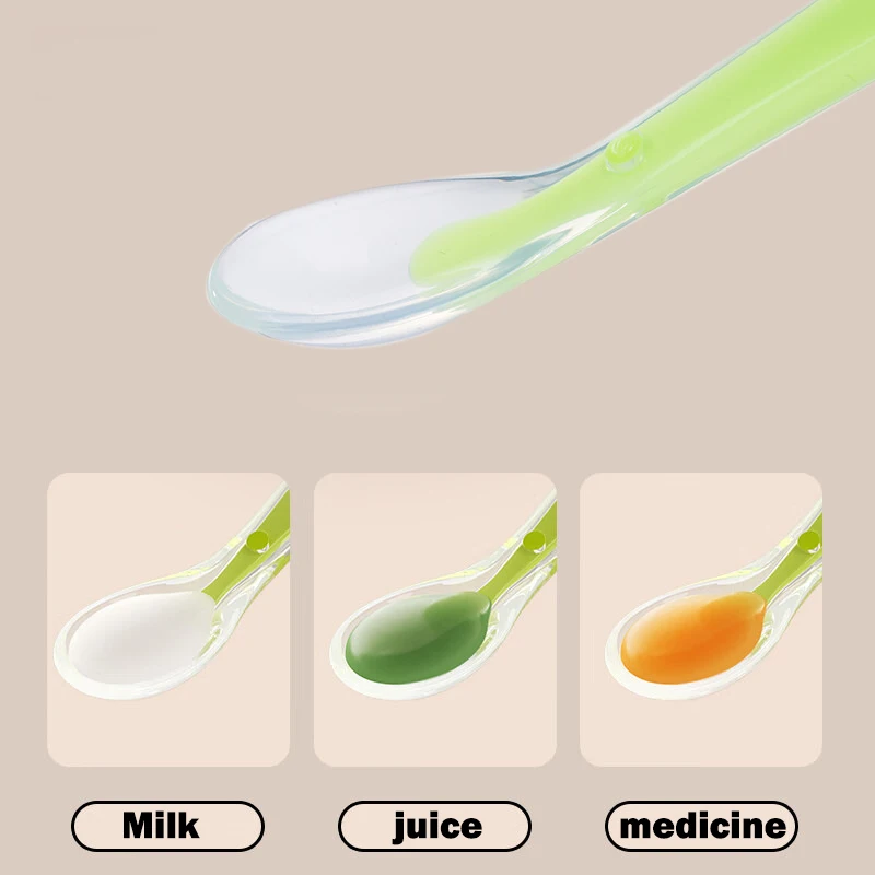 

Детские Ложки, детская посуда для кормления, силиконовая ложка с датчиком температуры для супа, сока, столовые приборы, посуда, столовые приборы, ковш для младенцев, инструменты