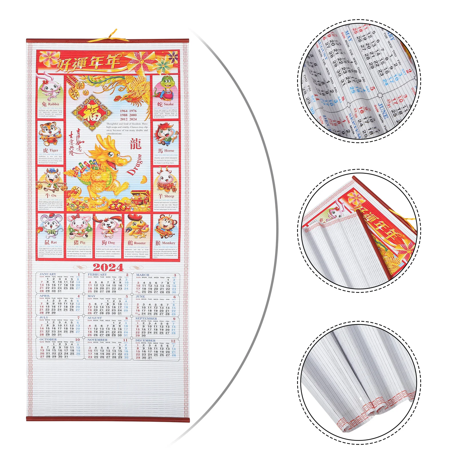 

Imitation Rattan Scroll Calendar Monthly New Year Block Desk Fine Wall Hanging 2024 Calendars Paper Traditional Planner
