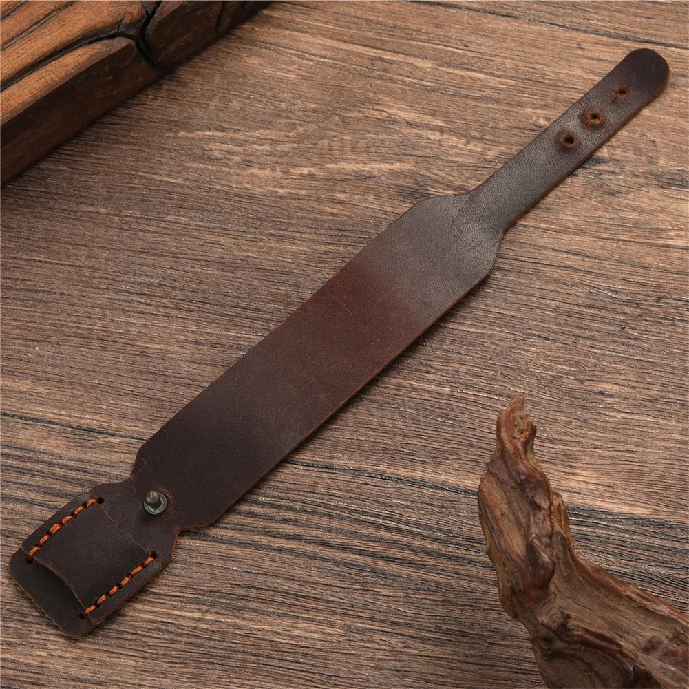 Мужской классический кожаный браслет коричневый регулируемый размер однотонный