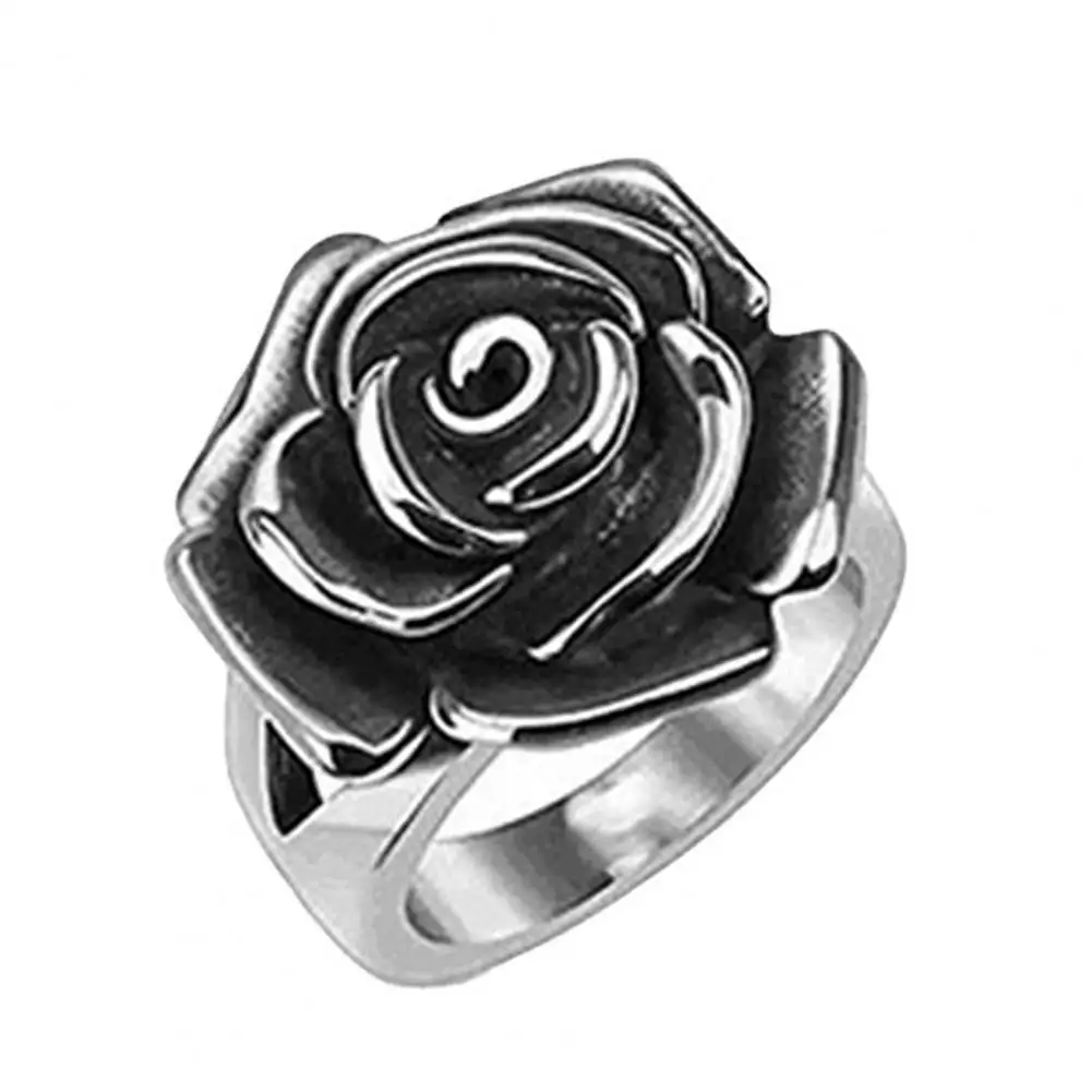 

Unique Finger Ring Wide Stylish Blooming Rose Women Cocktail Ring Engagement Ring Wedding Ring