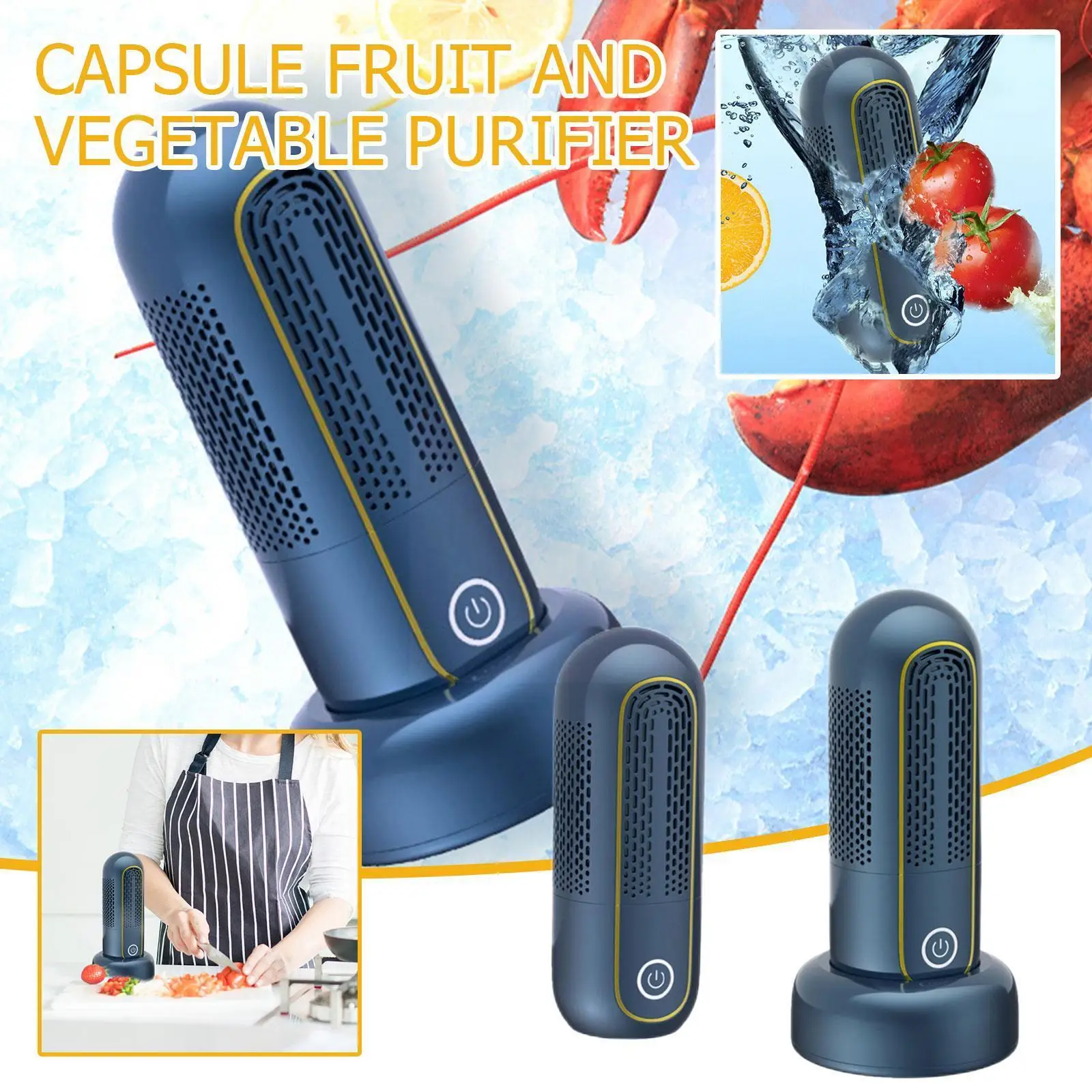 

Fruit And Vegetable Washing Machine, Household Portable Wireless Purifier Capsule Cleaner For Cleaning Fruits, Vegetables, K0E6