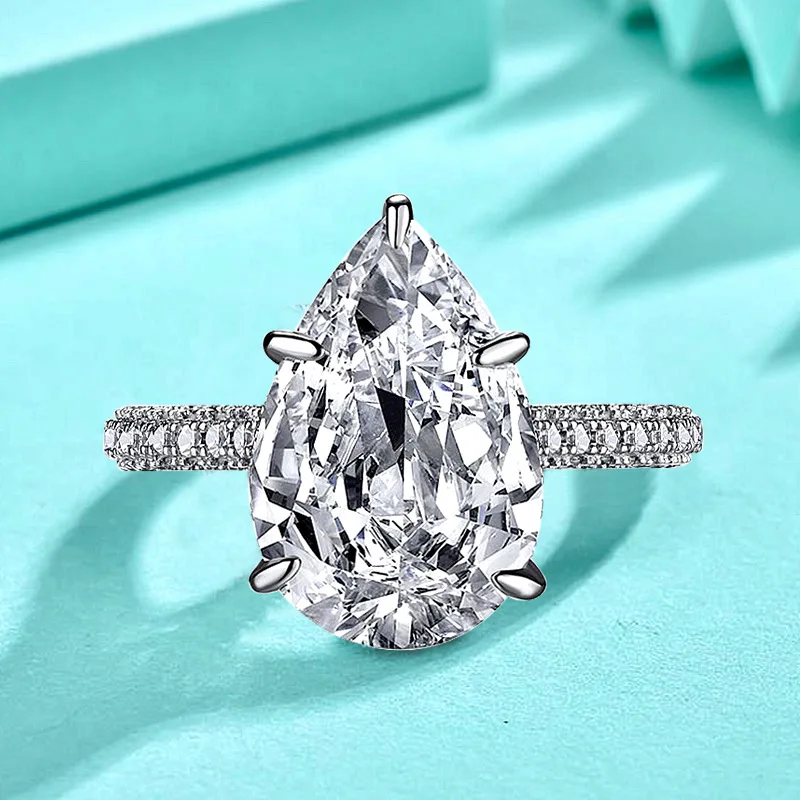 Кольцо с цирконом из 18-каратного золота кольцо каплями воды женское