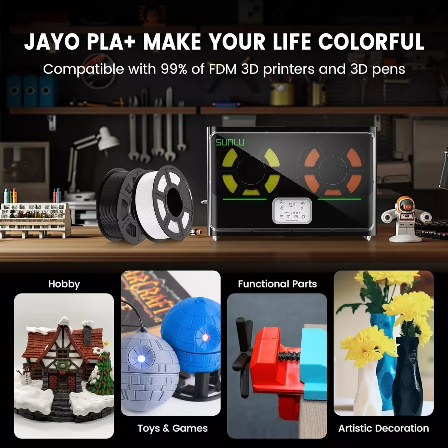 Филамент JAYO 3D PETGPLAPLA+ 1,75 мм +-0,02 мм, 5 катушек, для 3D-принтеров Bambu FDM, аккуратно намотанный, материал для 3D-печати (art.: 3920cccff3234) - 3920cccff3234