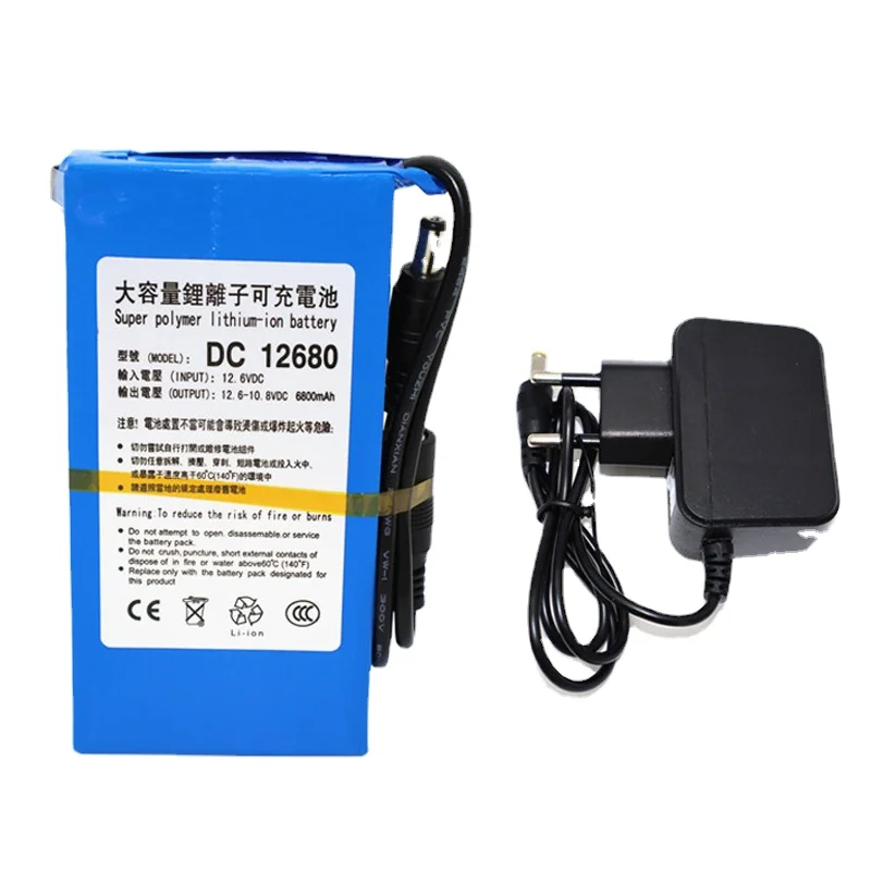 

100% new Durable DC 12V 6800 MAH High Capacity Lithium ion rechargeable battery AC Charger (EU Plug Hot Sale Promotion free drop