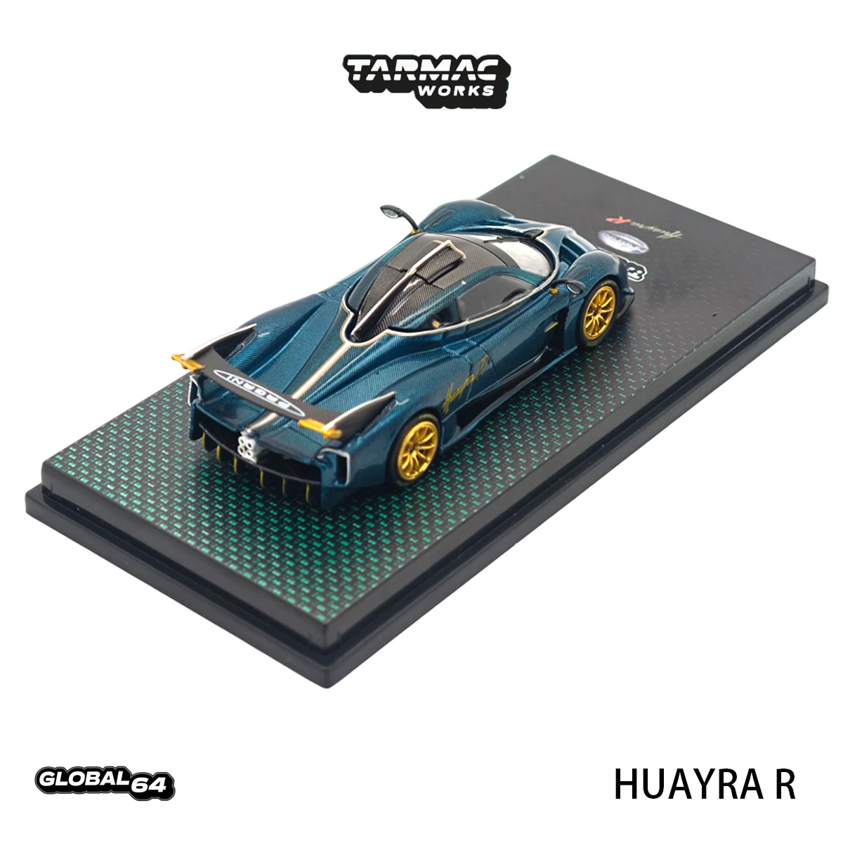 Фото Tarmac Works GLOBAL64 T64G-TL035-TCF 1:64 Pagani Huayra R Metallic Woven Carbon Blue Track Hypercar, коллекционная модель автомобиля из литого металла, в наличии №4