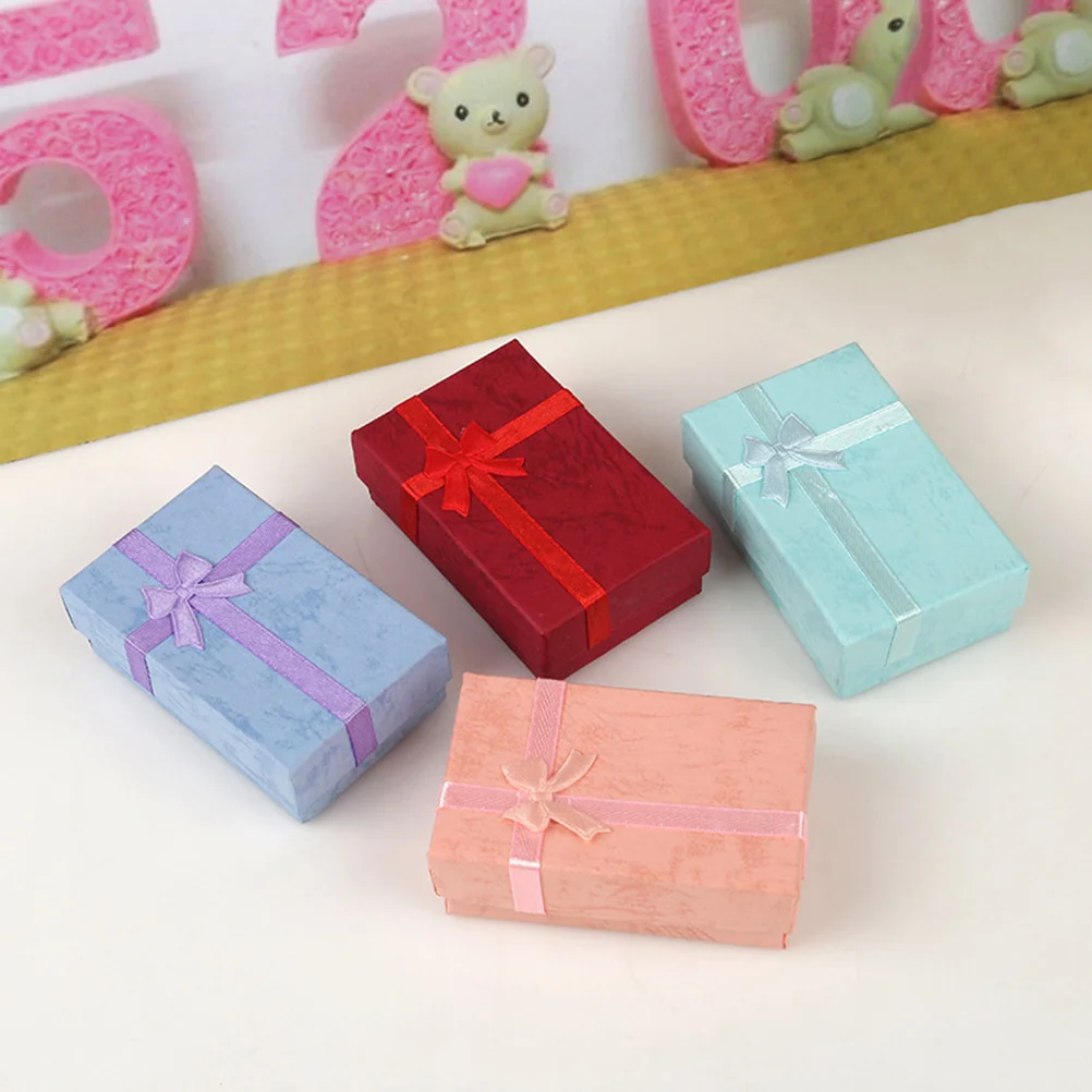 

12pcs Bowknot Wrapping Box Small Gift Packing Box for Earrings Bracelets Rings Jewelry (Random Color)