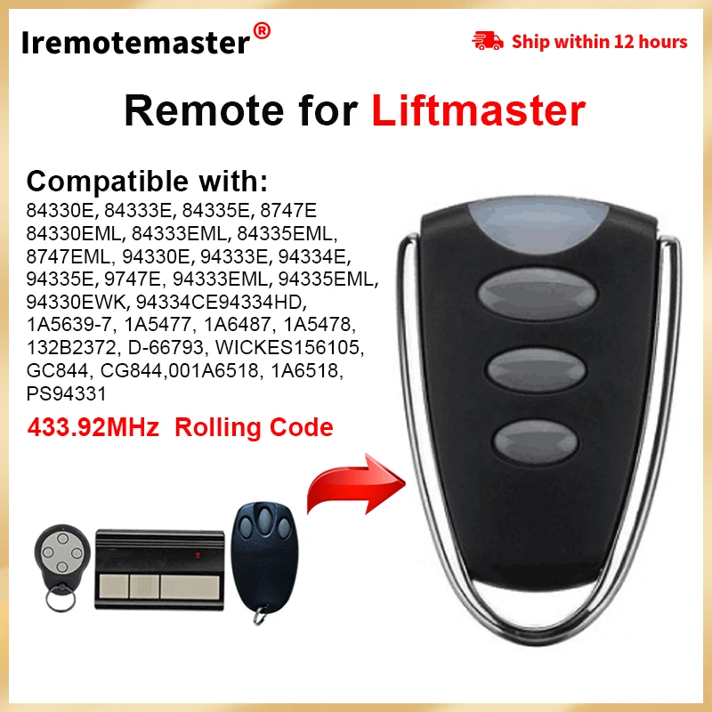 

Пульт дистанционного управления для Liftmaster 94335E 84335E 433,92 МГц 1A5639-7 1A5477 1A6487 132B2372