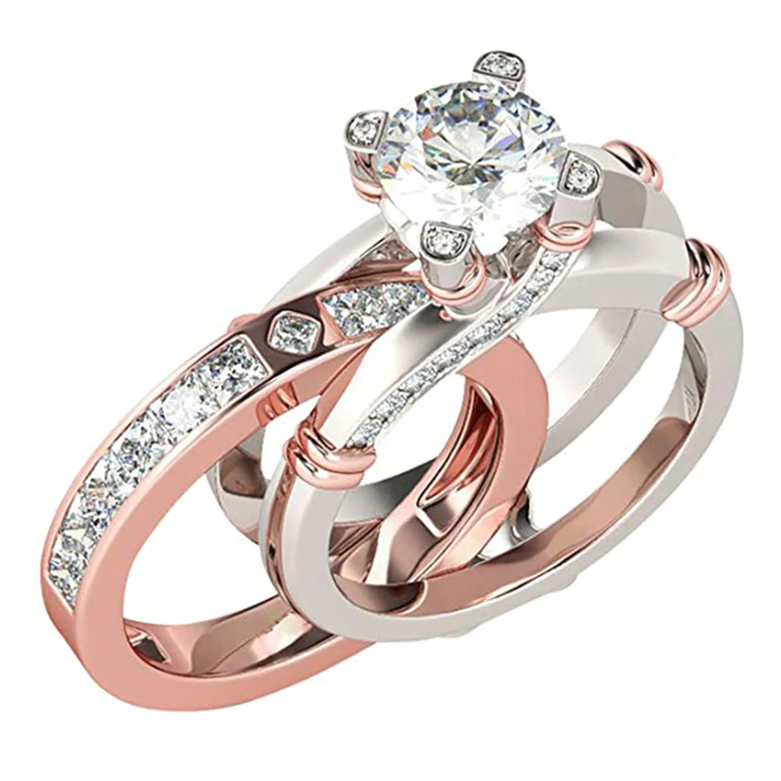 

2 In 1 Creatives Combination Ring Set With Zircon And Multifunctional 2021 Fashion Ring Special Ring
