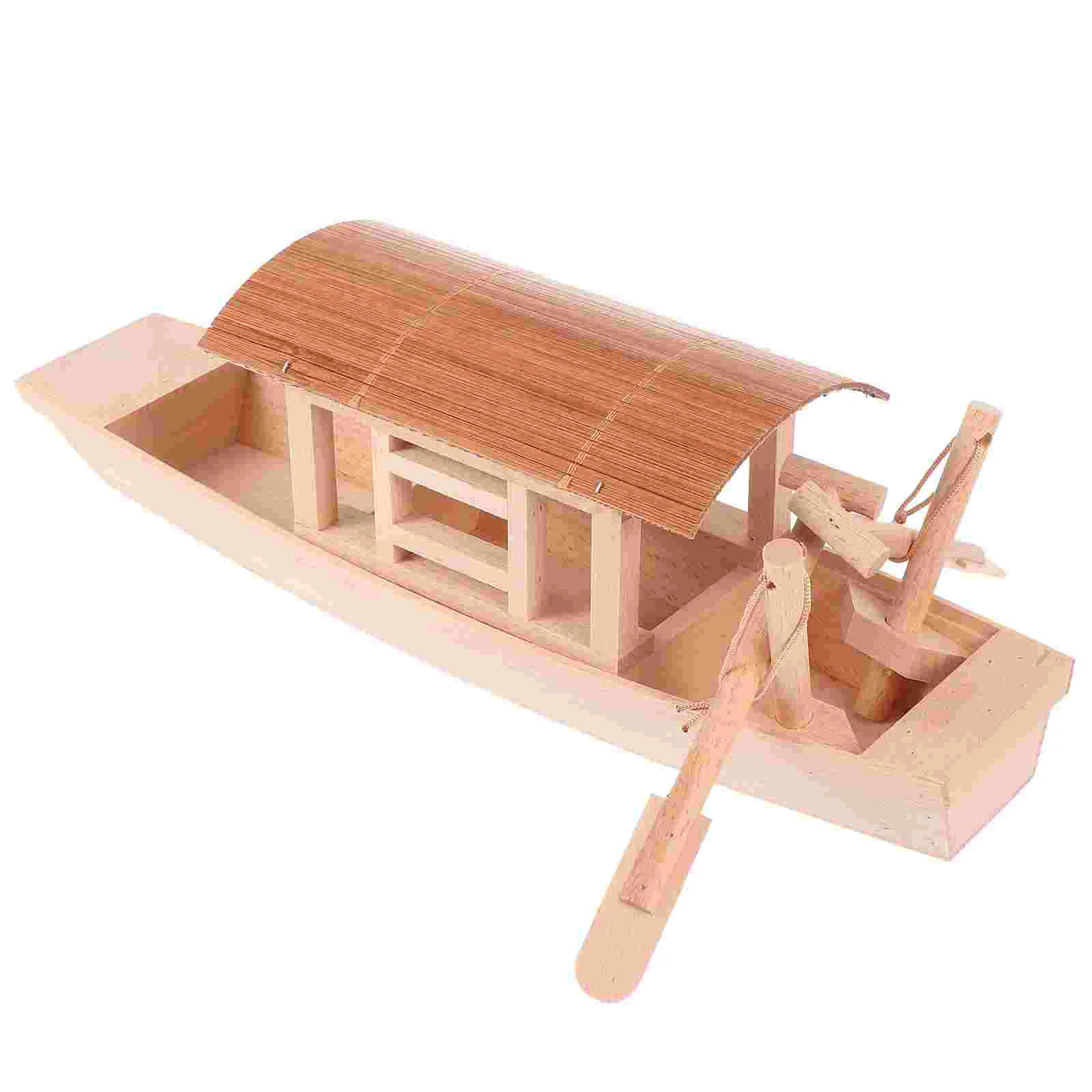 

1Pc Wood Boat Mini Boat Model Wooden Boat Ornament Kid Boat Identity Model