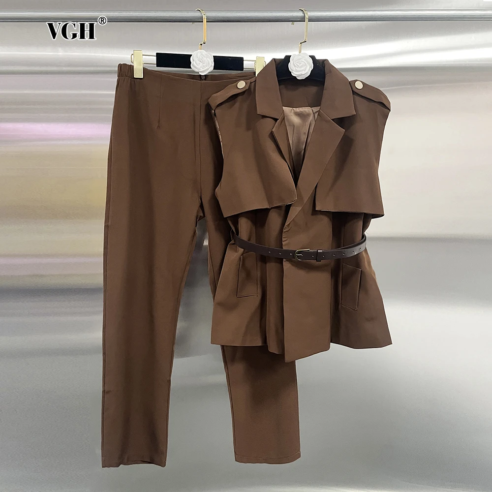 Женский деловой костюм из двух предметов VGH повседневный брючный с отложным