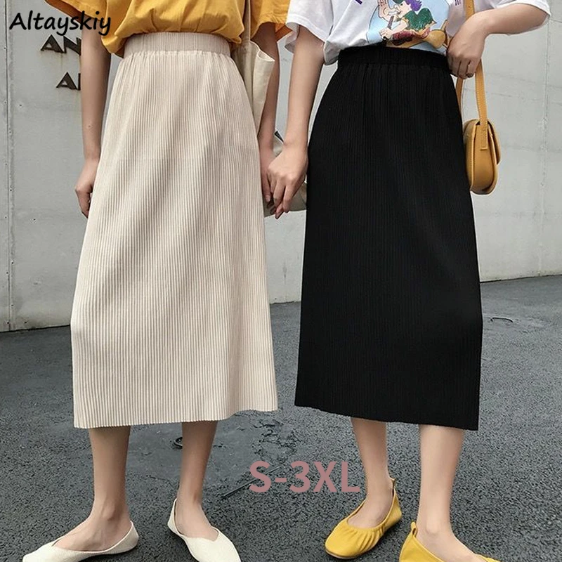 

Skirts Women Summer Minimalist Elegant Tender Mujer Ins S-3XL Split Harajuku Feminine All-match High Waist Hot Sale Chic Ulzzang