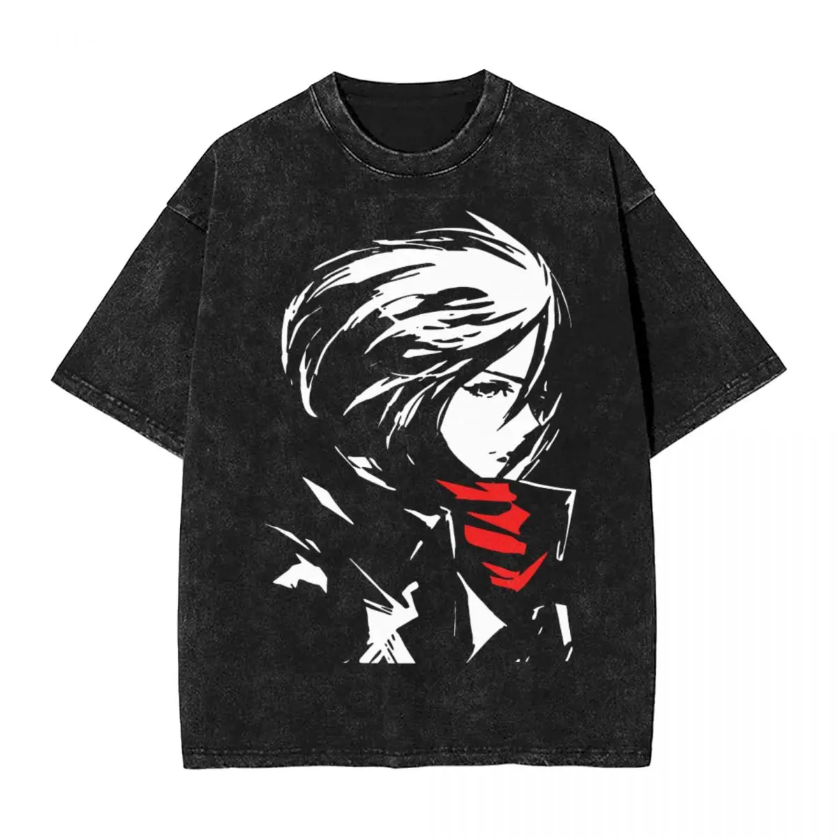 

Футболка Mikasa Ackerman с эффектом «атака на Титанов», вареная уличная одежда в стиле хип-хоп, футболка оверсайз из хлопка, для мужчин и женщин