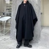 2023 Men Japan Street Style Hooded Robe Cloak Trench Coat Outerwear Male Gothic Punk Fashion Show Pullover Long Jacket Overcoat 3