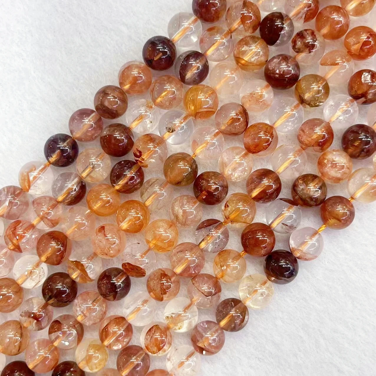 

High Quality Natural Red Gum Flower Crystal Ghost Stone 6/8/10MM Loose Quartz Round Beads For DIY Making Charm Jewelry
