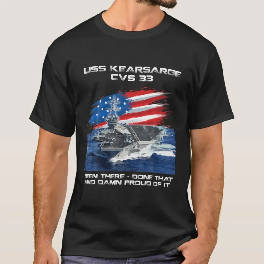 Футболка ветерана авианосера Kearsarge с флагом США USS CVS-33. Мужская футболка