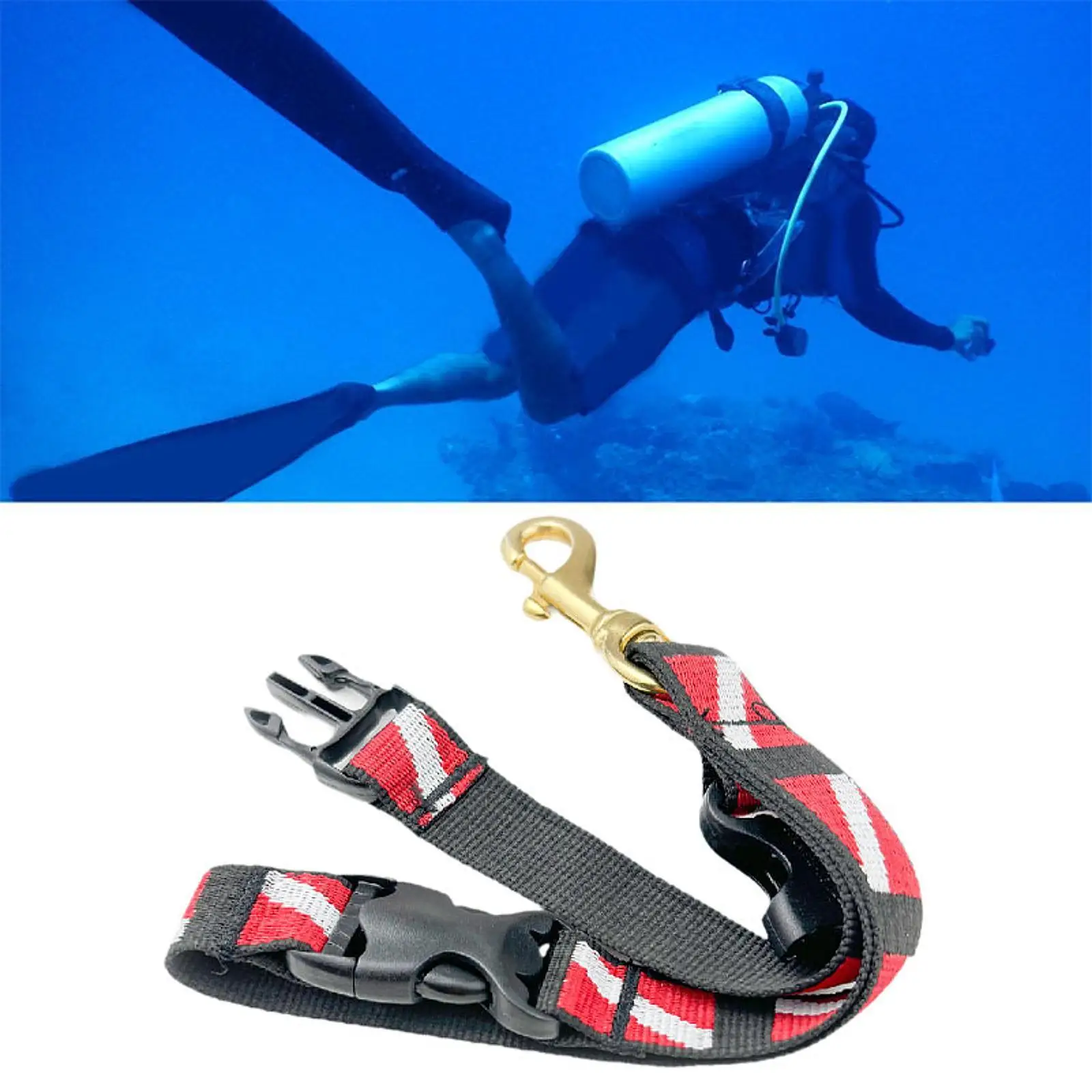 Scuba Fin &amp Mask Holder Strap with Clip Hook BC