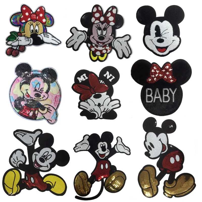 

20 шт./лот блестящее полотенце с бусинами вышивка Микки Минни нашивки для пальто Сумки куртки Декор фабричная оптовая цена