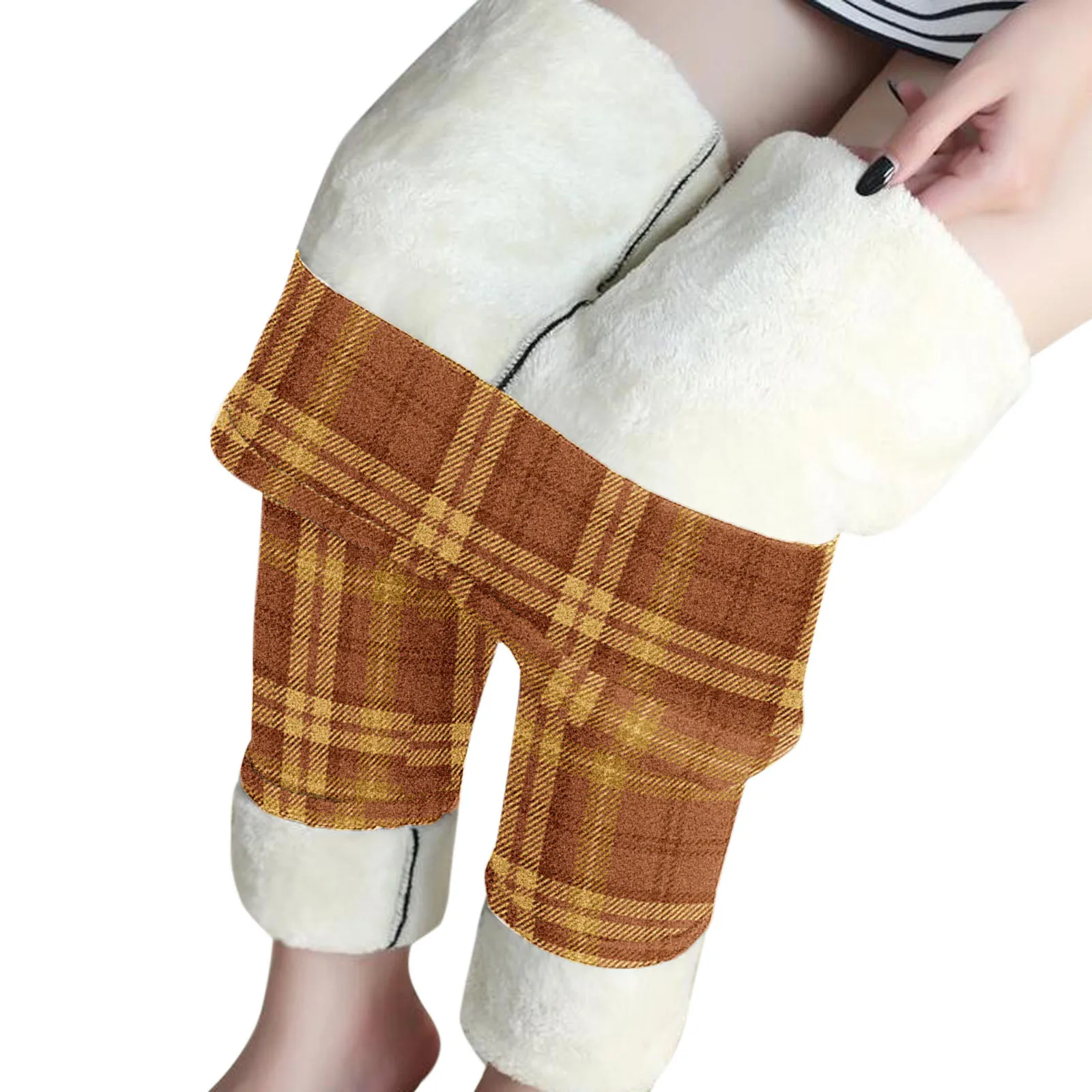 

Женские повседневные брюки, эластичные Капри с высокой талией и флисовой подкладкой с принтом в стиле ретро, термальные мужские термальные ...