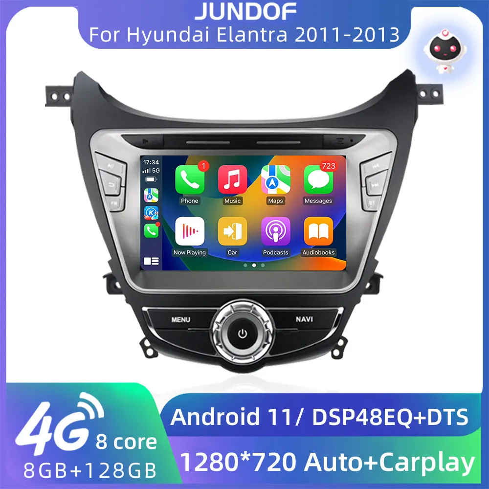 

JUNDOF 8" Android DSP Car Radio For HYUNDAI ELANTRA/MD 2011-2013 2din 4G Carplay Auto Stereo GPS Multimedia DVD Player Head Unit