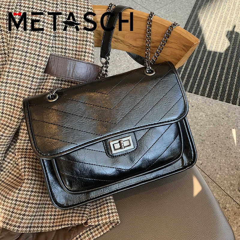 

METASCH Высококачественная однотонная вязаная квадратная сумка для женщин Новинка 2022 простая модная универсальная сумка на цепочке сумка-мес...