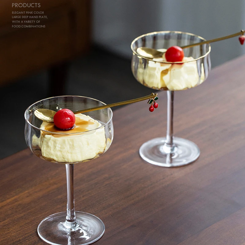 

2Pcs Dessert Cup Cocktail Glass Goblet Ice Cream Bowl Cocktail Yogurt Pudding Container for Wedding Bar Party Lead-free Glass