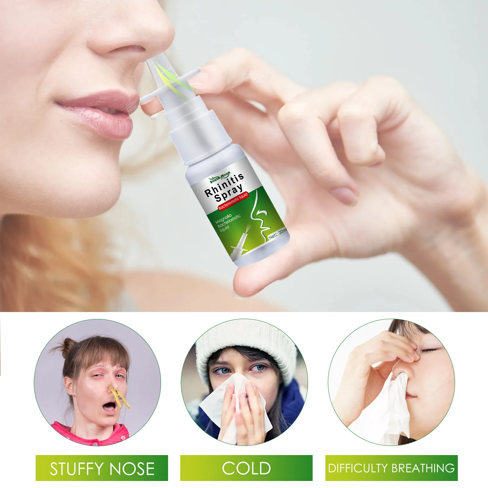 

5Pcs Rhinitis Spray Bacteriostatic Licuid Spray Nasal Congestion Itchy Runny Nose Sneezing Smooth Herbal Antiseptic Nasal Care
